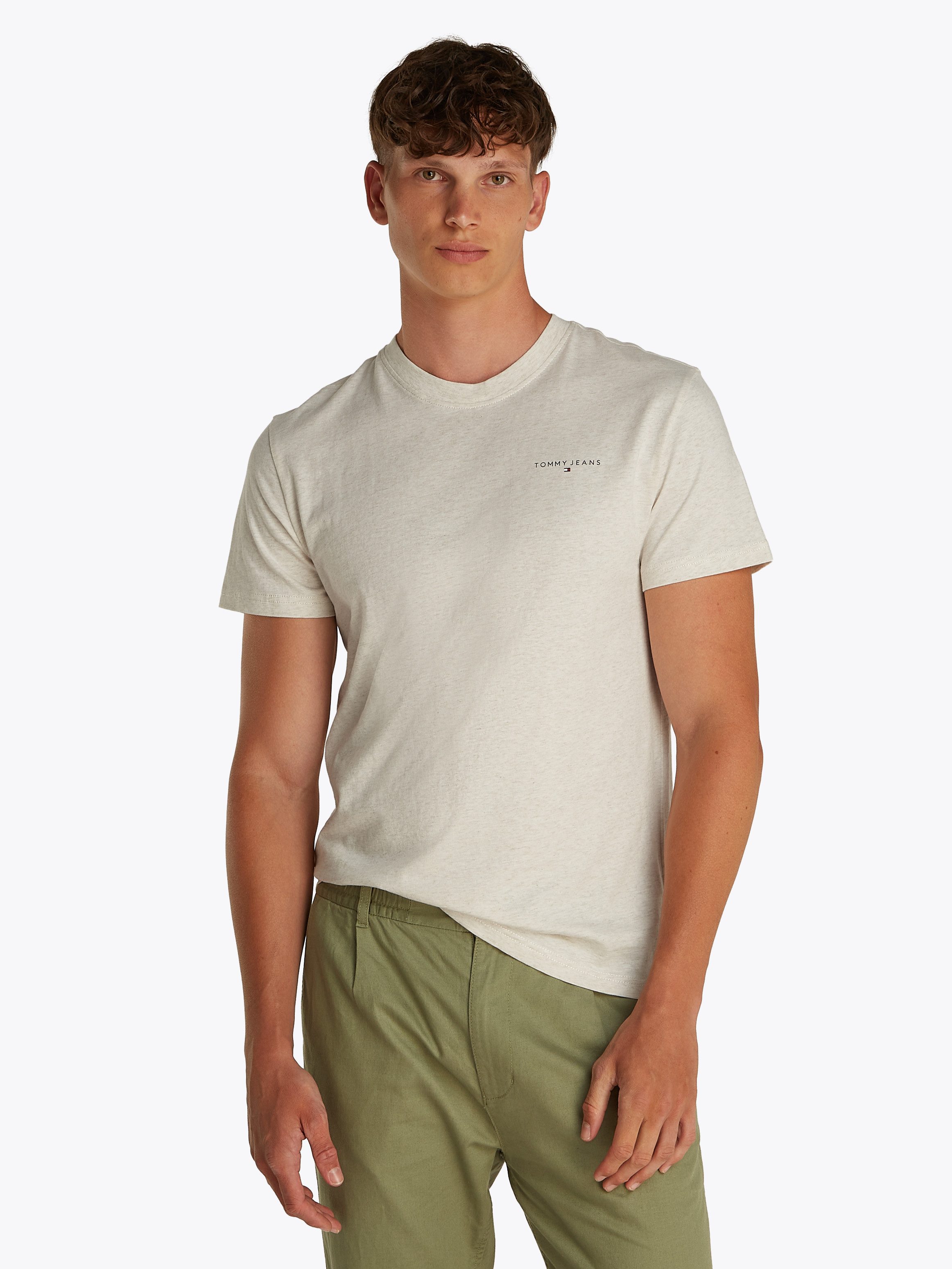 Tommy Jeans T-Shirt TJM SLIM LINEAR CHEST SS TEE EXT mit Logodruck günstig online kaufen
