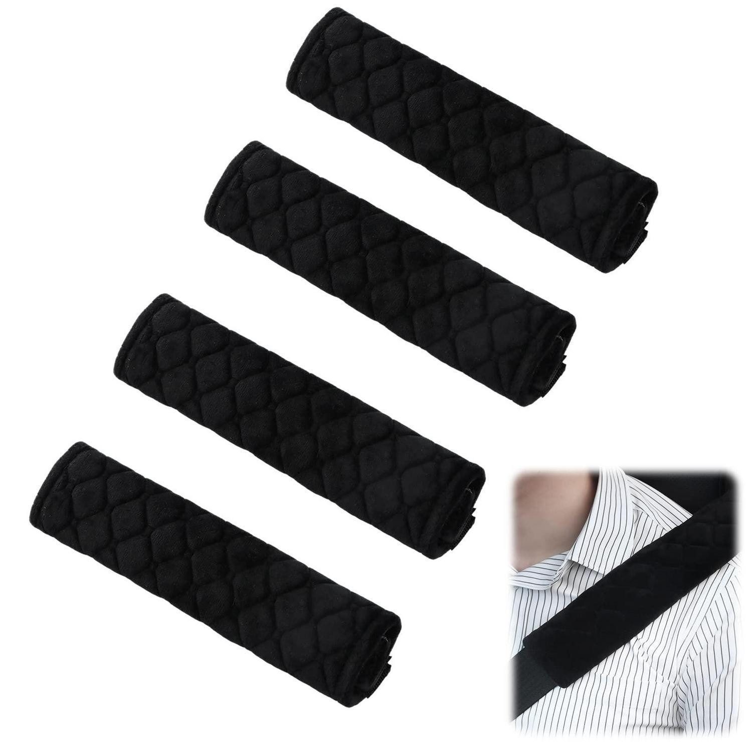 LuxusKollektion Gurtpolster Gurtpolster Auto 4er Pack Microfaser 6x26 cm verstellbar Schwarz
