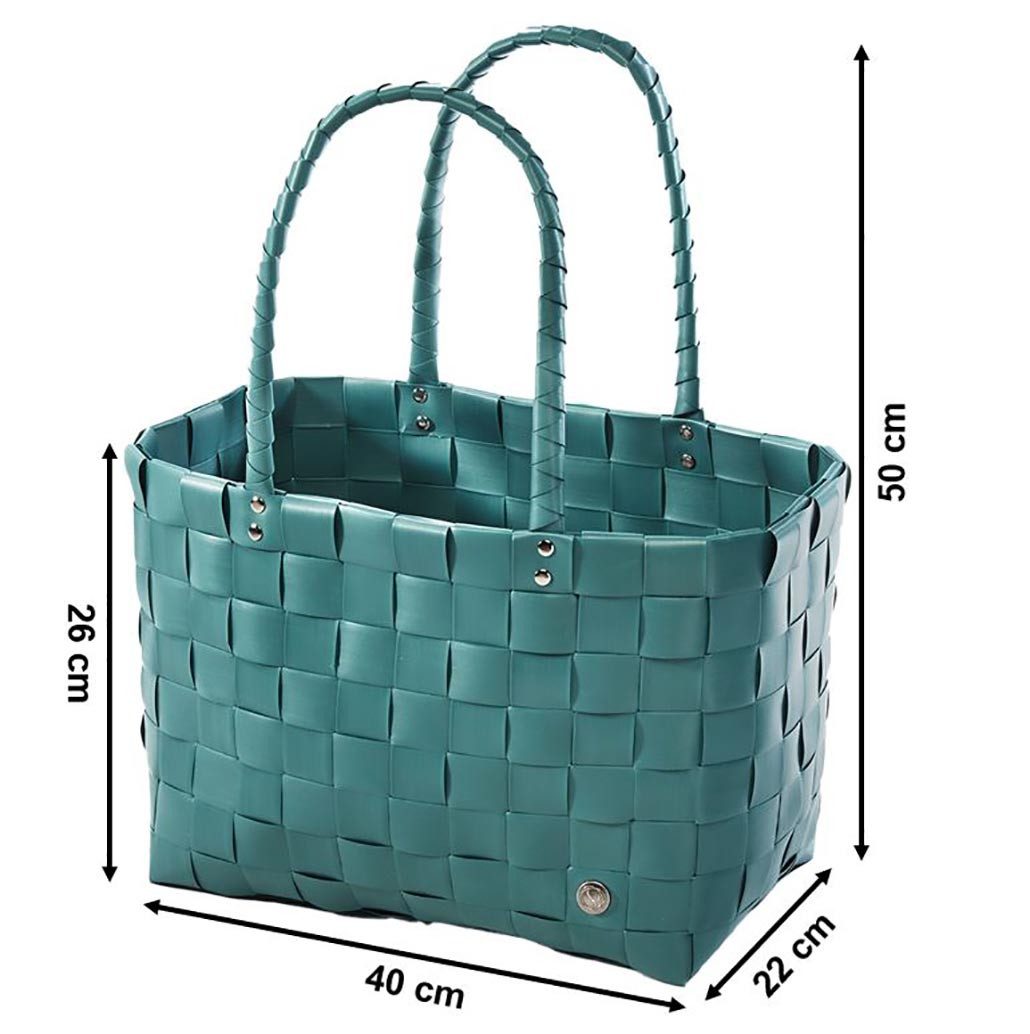 Kobolo Shopper Tasche TEAL aus PE geflochten PU Henkeln türkis (Stück, 1-tl günstig online kaufen