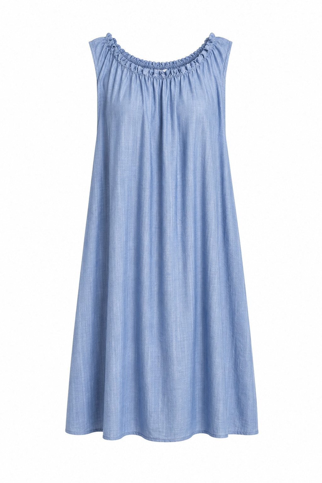 ITALY VIBES Sommerkleid - leichtes Viskosekleid mit gerafftem Kragen - Damen Kleid ONE SIZE - passend für Größen M bis XL