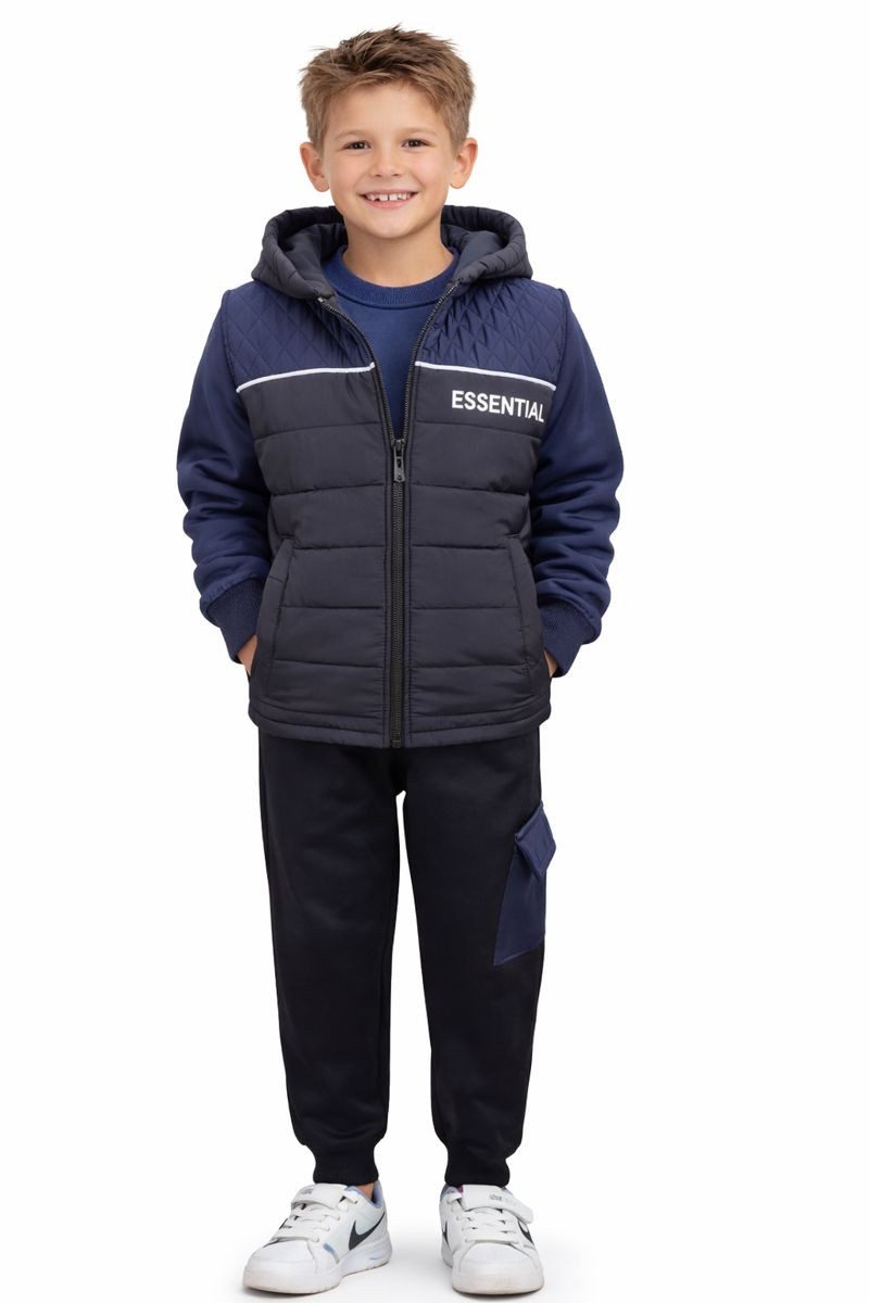 Fashion Boy Sweatanzug Sweatanzug mit Weste Freizeitset Sweat-Shirt Weste Jogginghose JF159a (mit Weste)