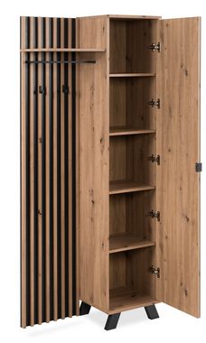 Finori Garderoben-Set Garderobenschrank Garderobenpaneel Medan, Artisan Oak / Anthrazit