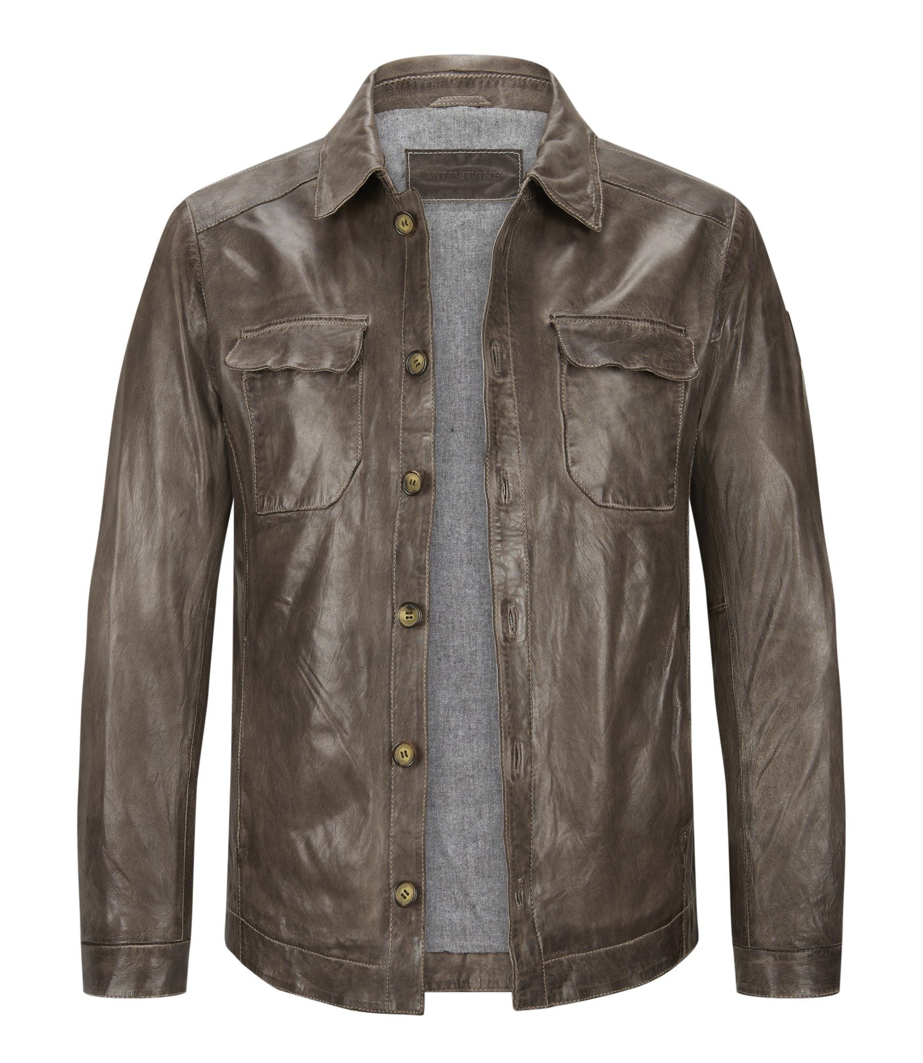 Milestone Lederjacke MSFerry aus handgewachstem Lammleder mit Knopfleiste
