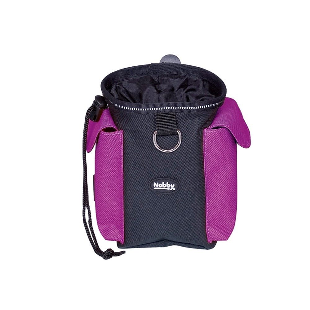 Nobby Leckerlibeutel Futterbeutel Trainingstasche Kotbeutelspender (Spar-Set, 1-tlg., Ø 11 x 16 cm robust), 2-in-1, Reflektoren, Kordelzug, Gürtelclip