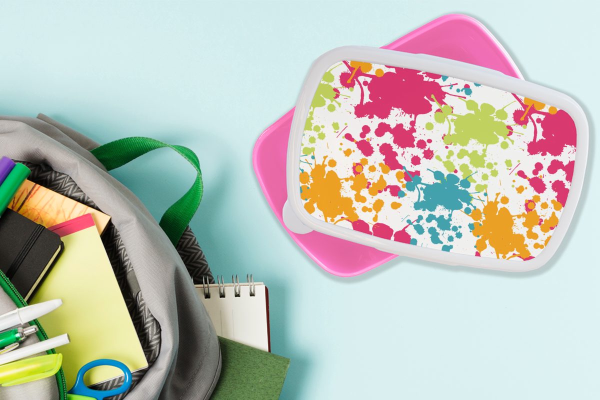 Brotdose Regenbogen, - für Brotbox (2-tlg), - Farbe Kunststoff, Erwachsene, Snackbox, Kunststoff Muster rosa MuchoWow Lunchbox Mädchen, Kinder,