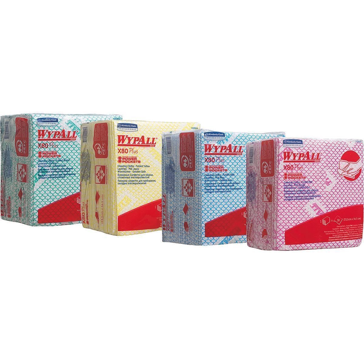 KIMBERLY-CLARK WYPALL Wischtuch X80 19139 Viertelfalz 35x34cm bl 30 St./Pack. Reinigungstuch