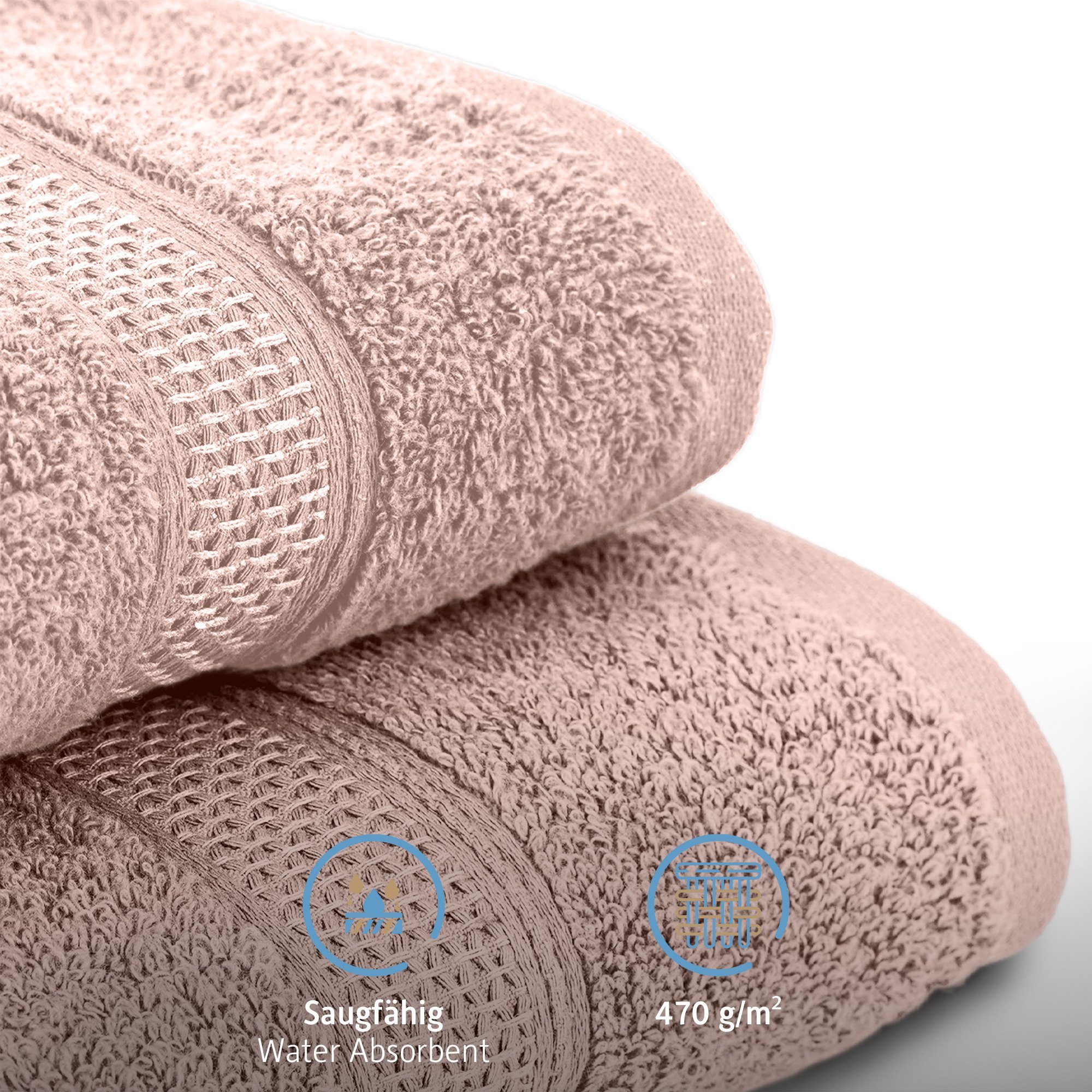 Komfortec Badetücher 100% Baumwolle, 470 g/m², Frottee (4-St), Handtücher 70x140 cm Set, Weich