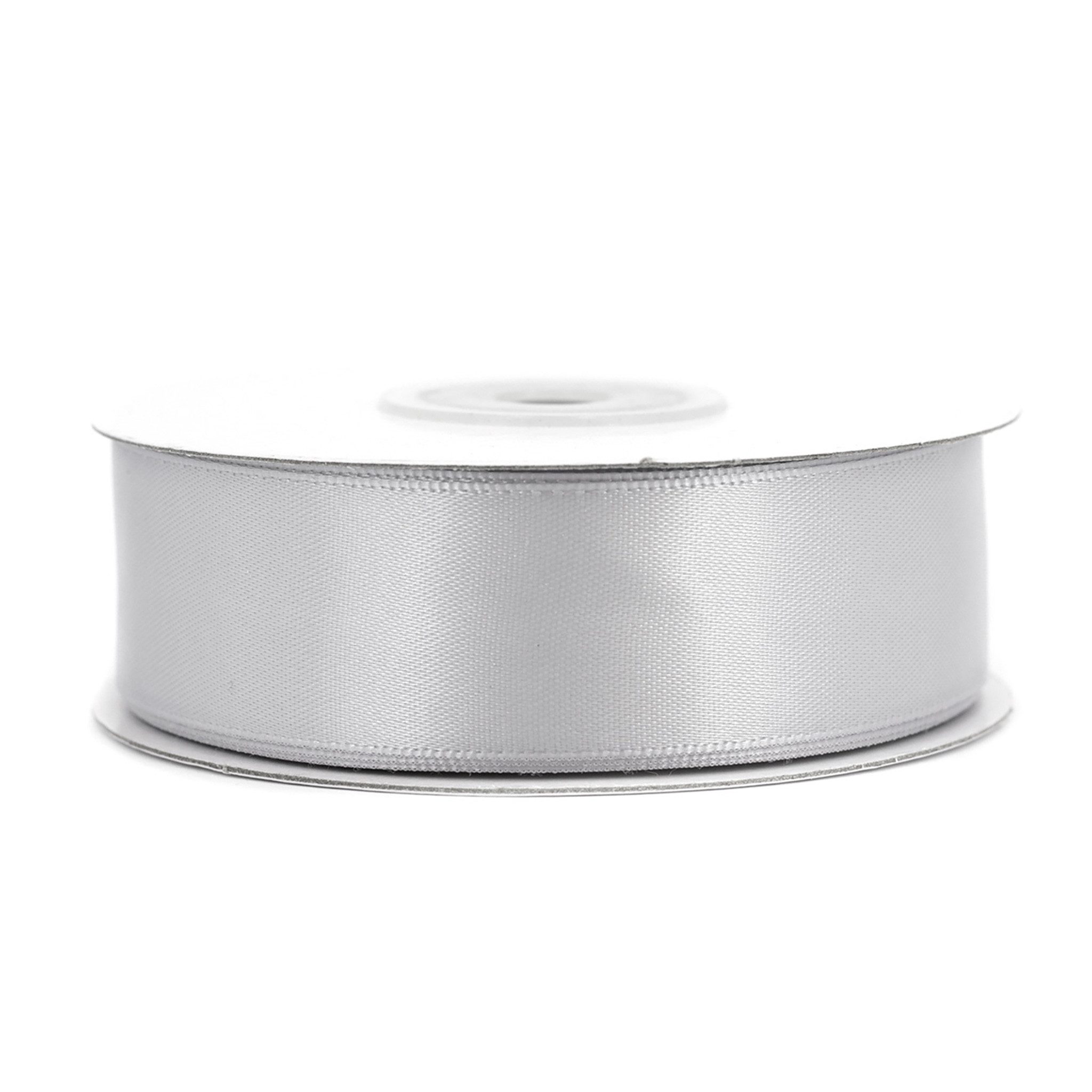 Creativery Satinband, Doppelseitiges Satinband 25mm x 20m Rolle Silber / Grau