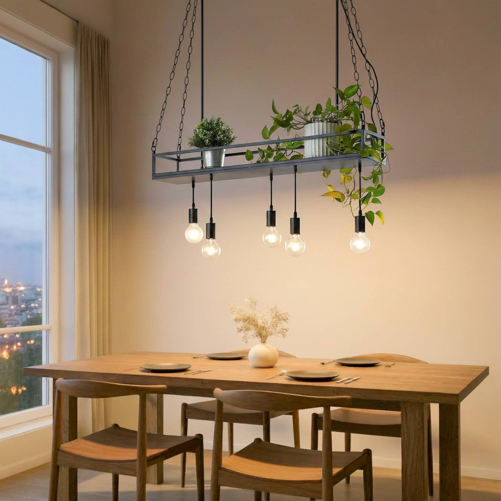 Lindby Hängeleuchte Kirista, Metall, Schwarz IP20, 5 x 15 W LED