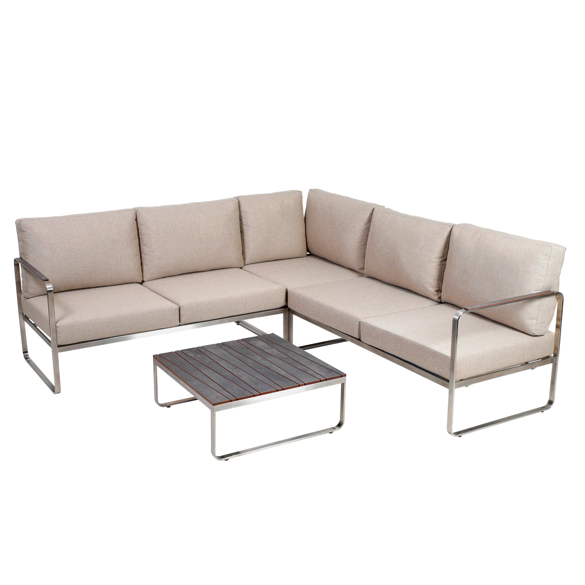Greemotion Loungeset Gartenlounge Set Outdoor [Sydney] Terassenmöbel Lounge, (inkl. Auflagen), Farbe Edelstahl/Beige