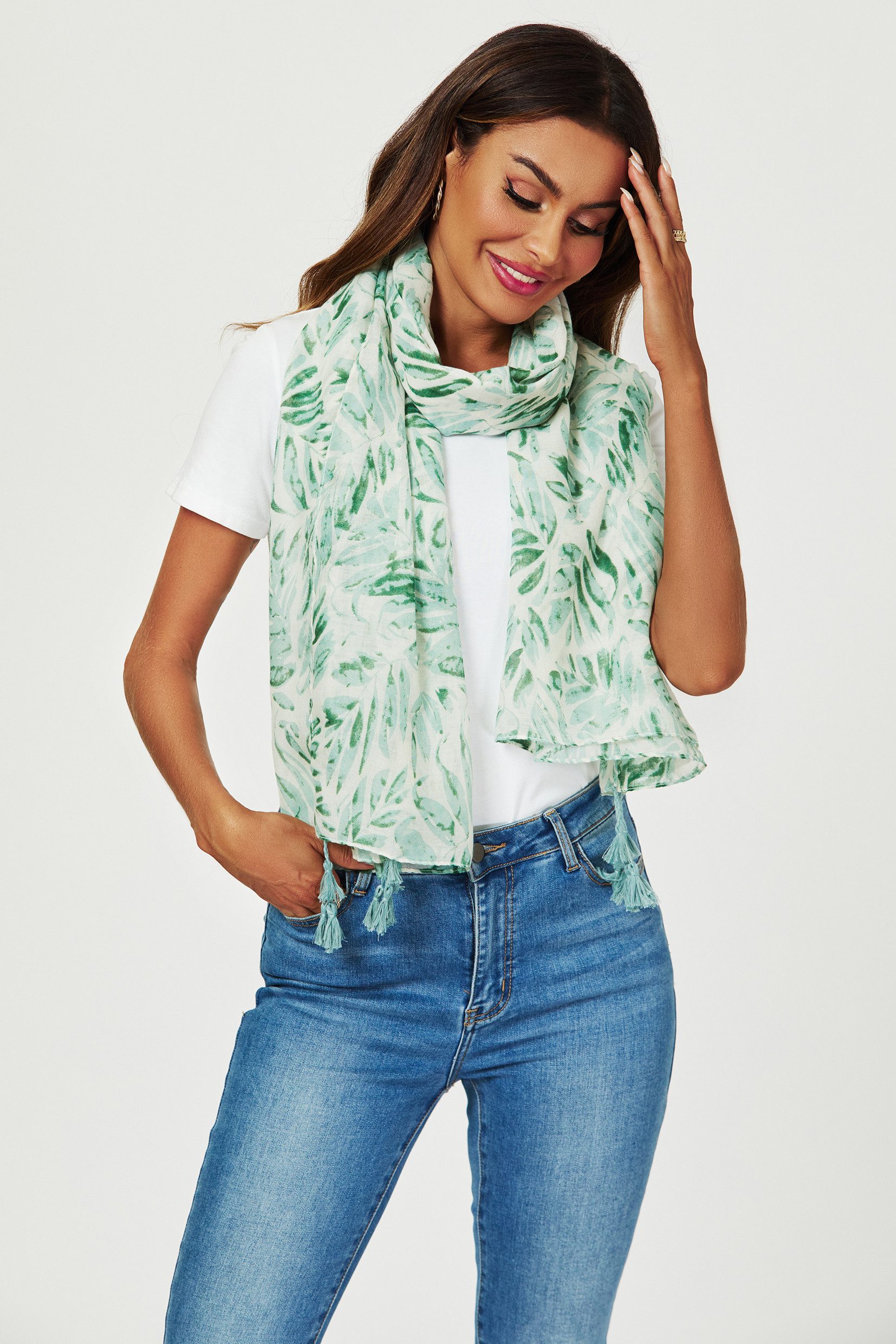 FS Collection Modeschal Damen Schal leicht & weich – Muster, Blumen, Blätte günstig online kaufen