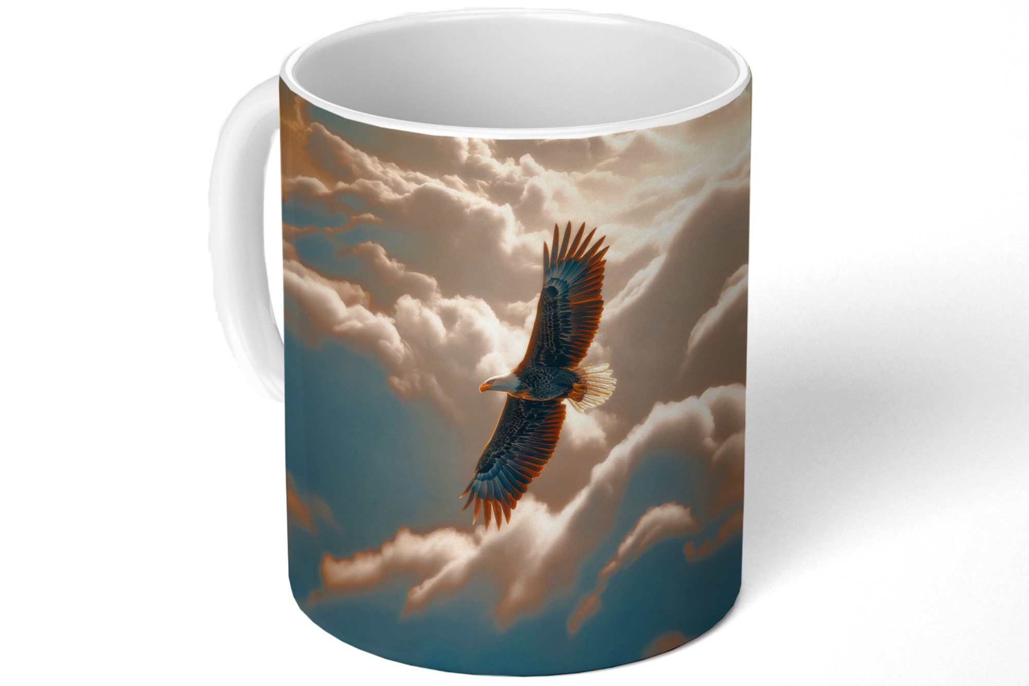 MuchoWow Tasse Adler - Wolken - Sonne, 1-tlg., Keramik, Kaffeetassen, Teetasse, Becher, Kaffeebecher, Geschenk