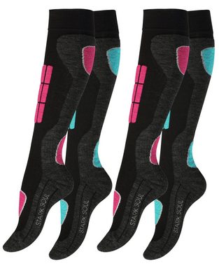 Stark Soul® Skisocken Ski & Snowboard Socken, Wintersport Socken mit Spezialpolsterung, 2 Paar 2er-Pack, Spezial -Polsterungen an den Belastungszonen, Dehnungszonen an Knöchel und Spann, flache Nähte, dickes Proteegewebe