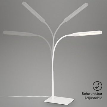 Briloner Leuchten LED Tischleuchte 7389-016, LED fest verbaut, Kaltweiß, Neutralweiß, Tageslichtweiß, Warmweiß, weiß, LED, dimmbar aus Metall mit Schwanenhals