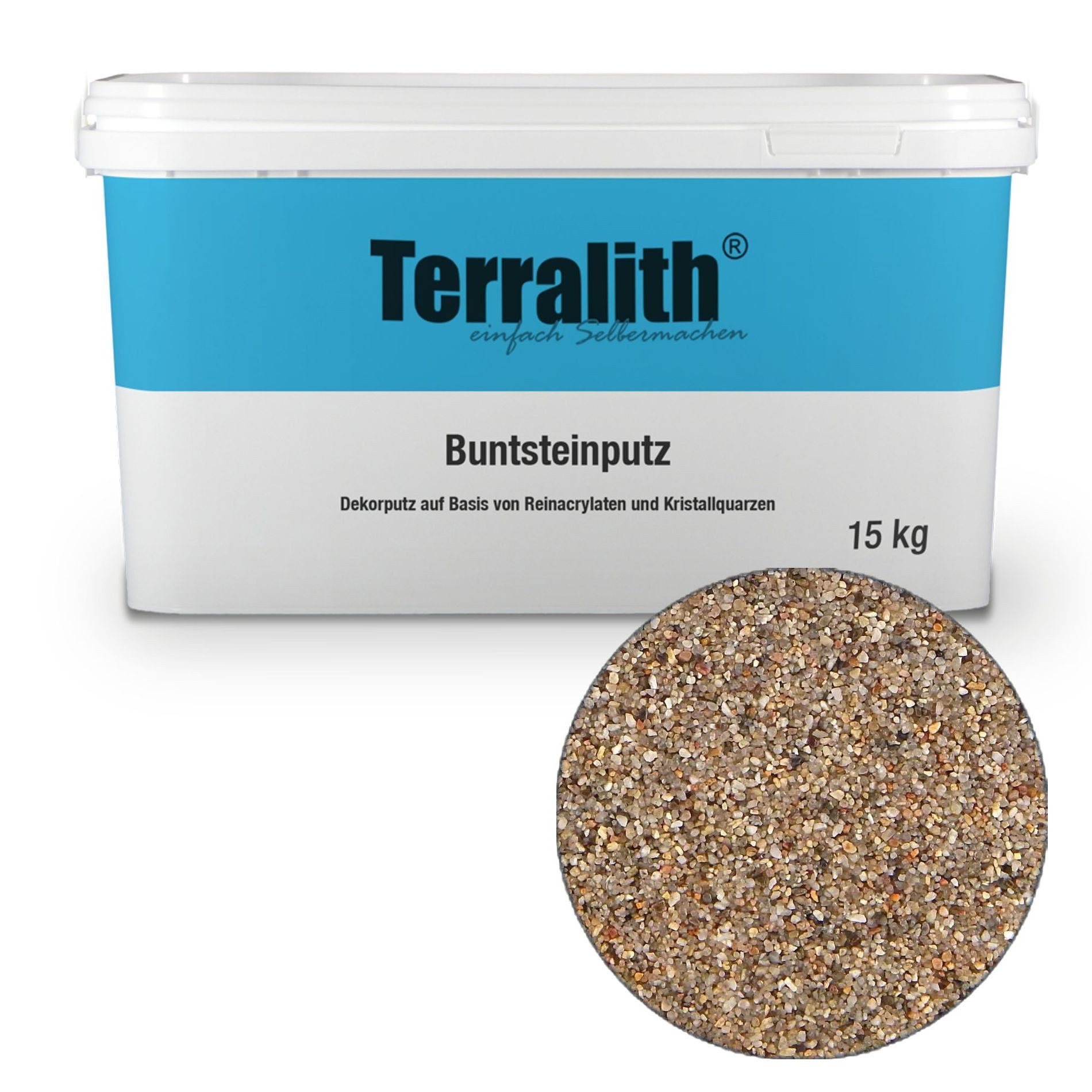 Terralith® Kunstharzputz Buntsteinputz Mosaikputz 2mm -15 kg- BSP24 (Eimer, Verarbeitungsfertig) Dekorationsputz aus Marmor-Granulat bzw. eingefärbter Körnung