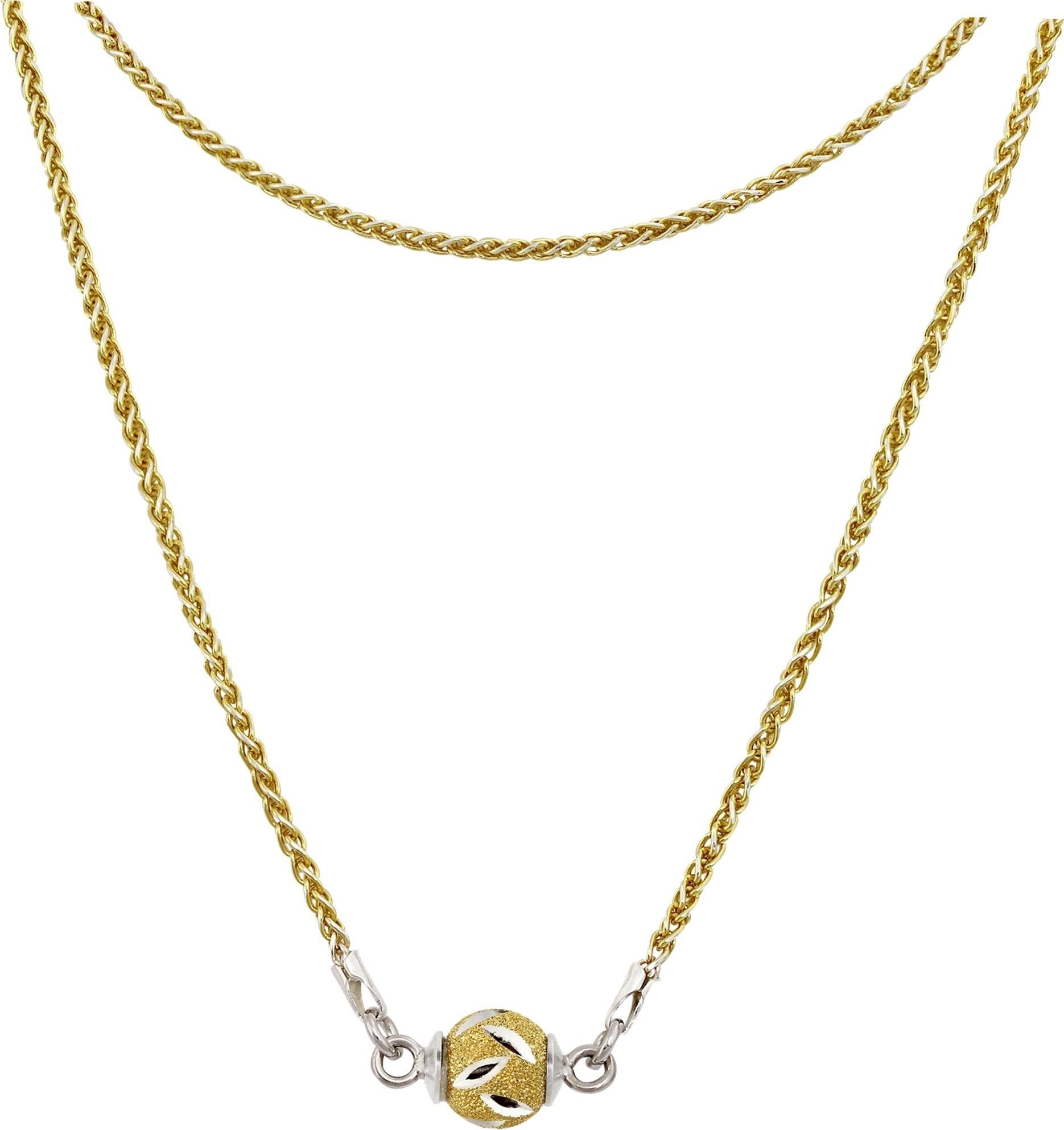 925 Silberkette Halsketten Halskette gold, Kugel SilberDream silber 46cm, (Kurgel) Sterling vergoldet Silber, ca. (Gelbgold SilberDream