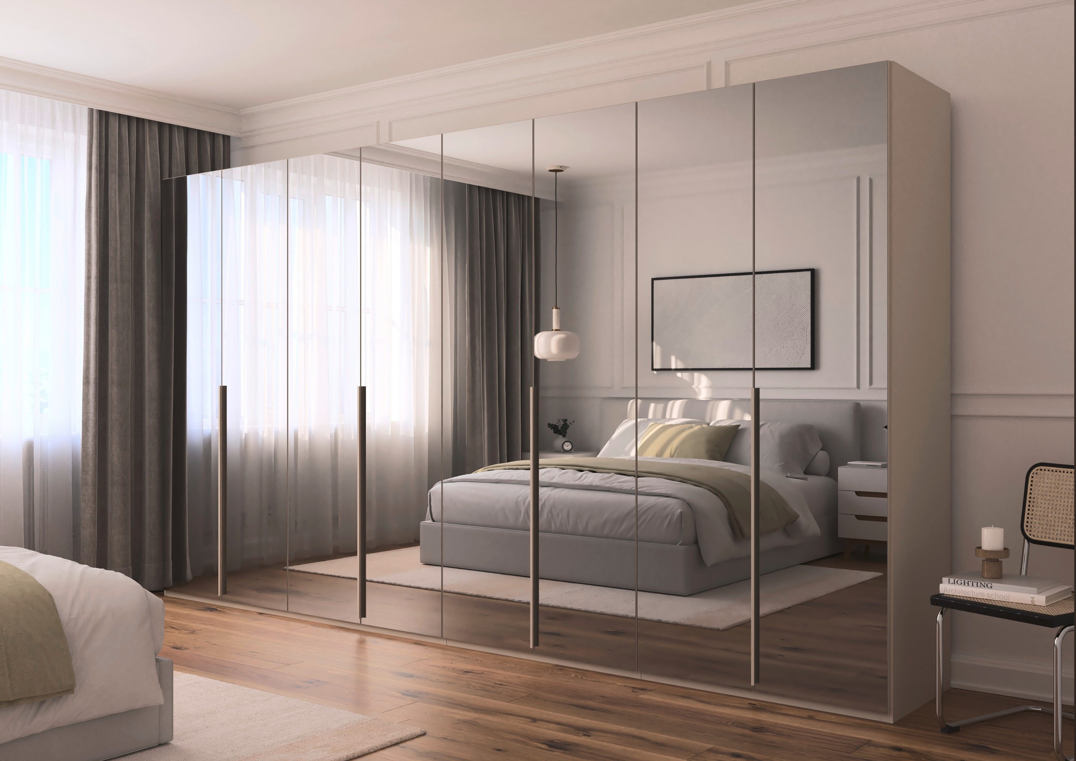 LeGer Home by Lena Gercke Kleiderschrank Schrank Garderobe Ankleide Schlafzimmer Flur SERINA Eyecatcher (3 verschiedene Ausstattungen BASIC/CLASSIC/PREMIUM (inkl. SOFT-CLOSE) in 6 Breiten (101 - 401 cm) mit Front Glas oder Dekor MADE IN GERMANY