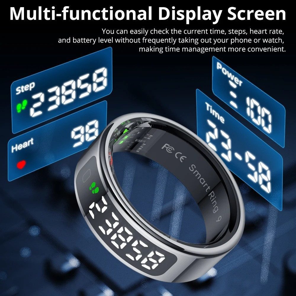 Athlix Fitness-Tracker Smart Ring mit Bildschirm und Touch Fitness Tracker Gesundheitsmanager, Touch-Display, Keine Smartwatch nötig, Wasserdicht – Bild 4 von 5