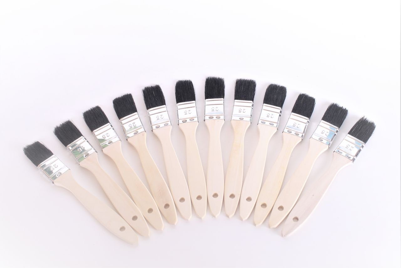 myMAW Flachpinsel 12 x Flachpinsel 25 mm Кисточки für Kleber und Basteln Lackierpins…