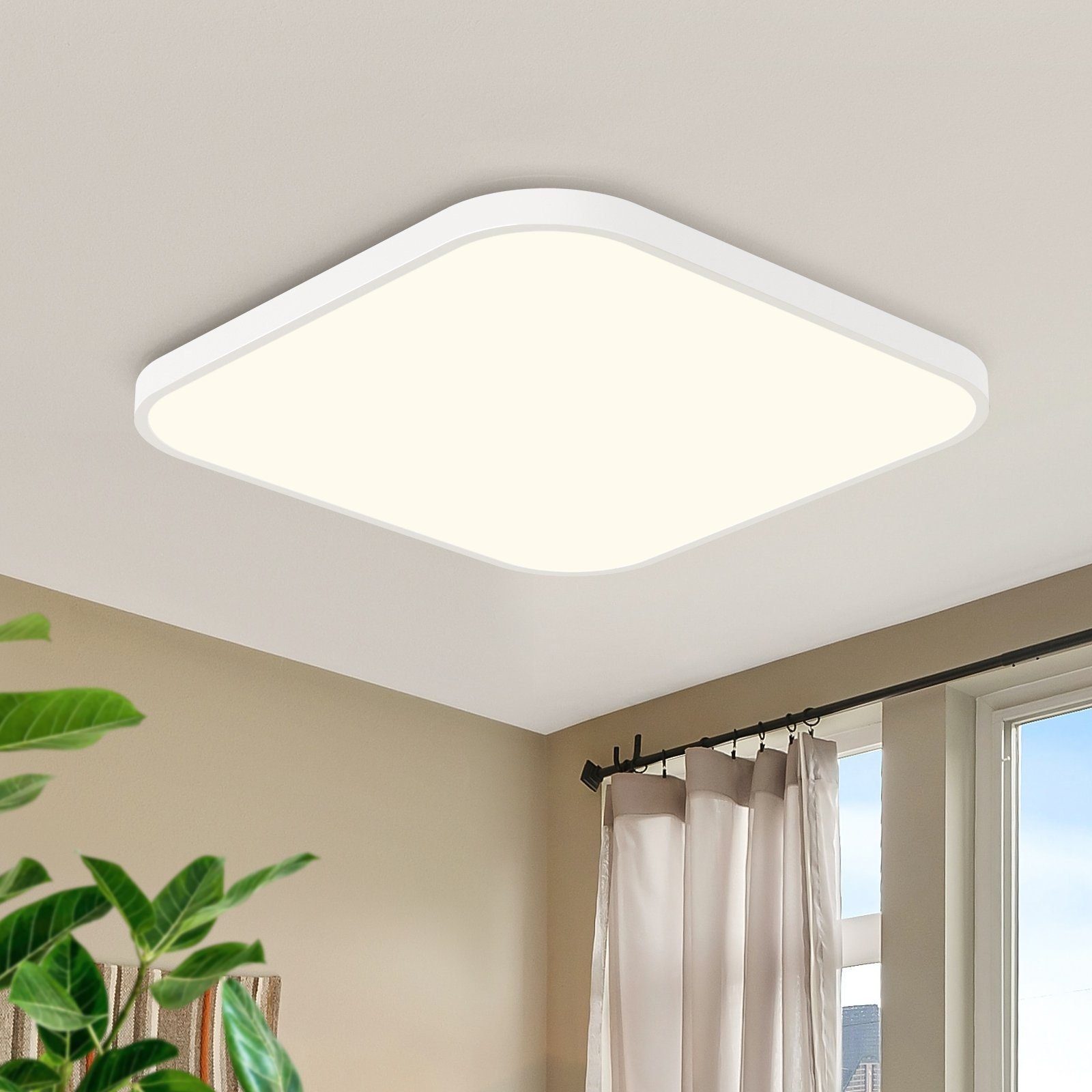 Wasserdicht, 27cm Küche, Neutralweiß, LED Flur, Wohnzimmer, Schlafzimmer Badezimmer für Esszimmer, integriert, fest Flach Nettlife 19W, LED Schwarz IP44 Deckenleuchte