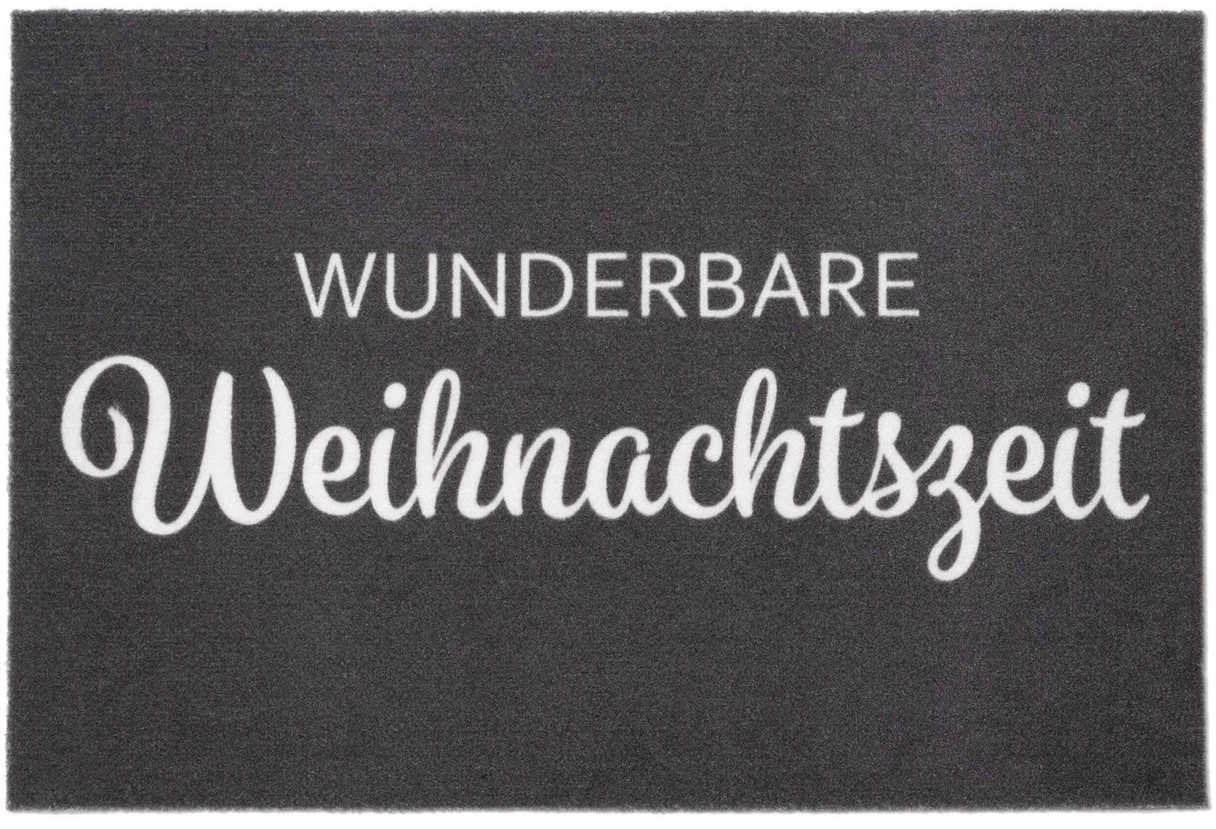 Primaflor-Ideen in Textil Fußmatte VELVET - WEIHNACHTSZEIT, Made in Belgium, rechteckig, Höhe: 5 mm, Schmutzfangmatte, Weihnachten, mit Spruch, waschbar, rutschhemmend