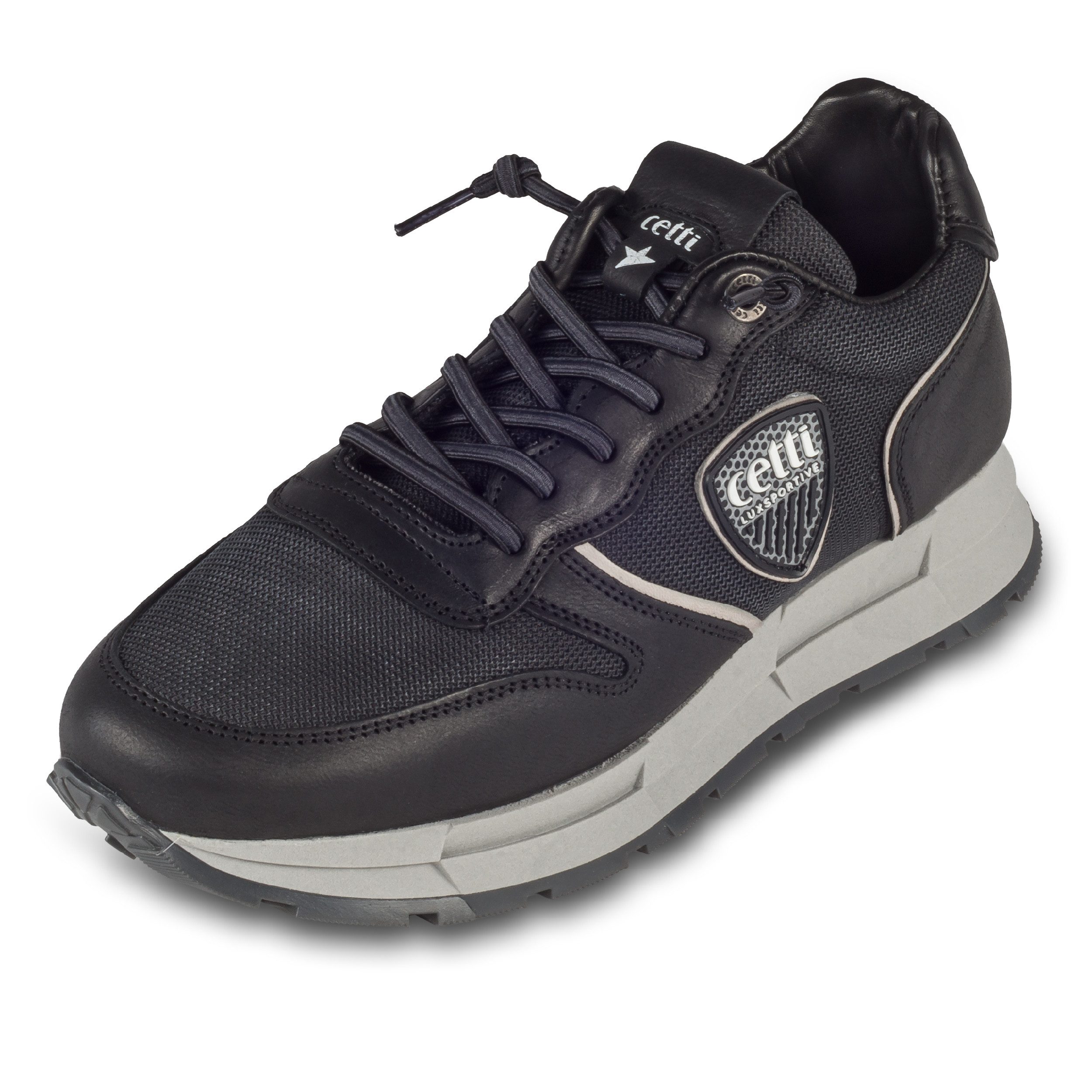 Cetti Herren Sneaker C1353, schwarz, Leder & Mesh, Herbst (Mesh Negro) Sneaker Gefertigt in Spanien