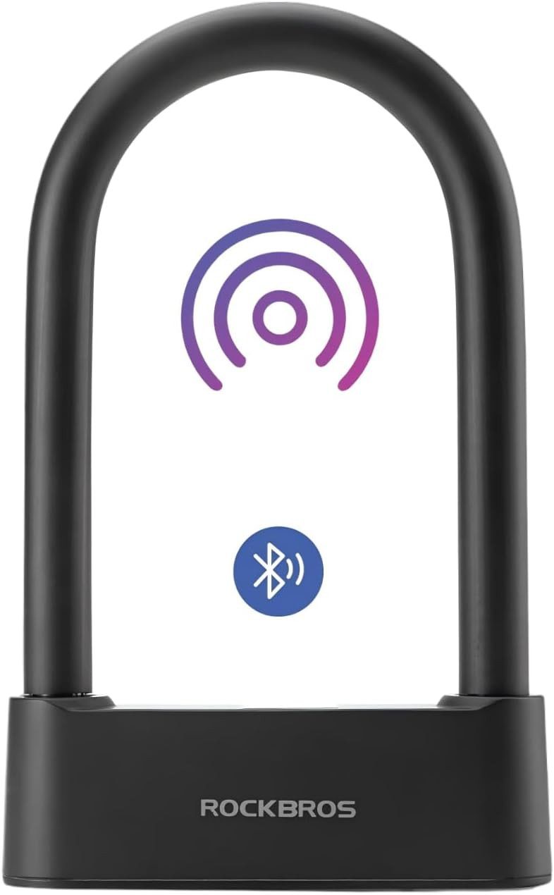 ROCKBROS Faltschloss Bügelschloss mit Fingerabdruck, Bluetooth und IP6