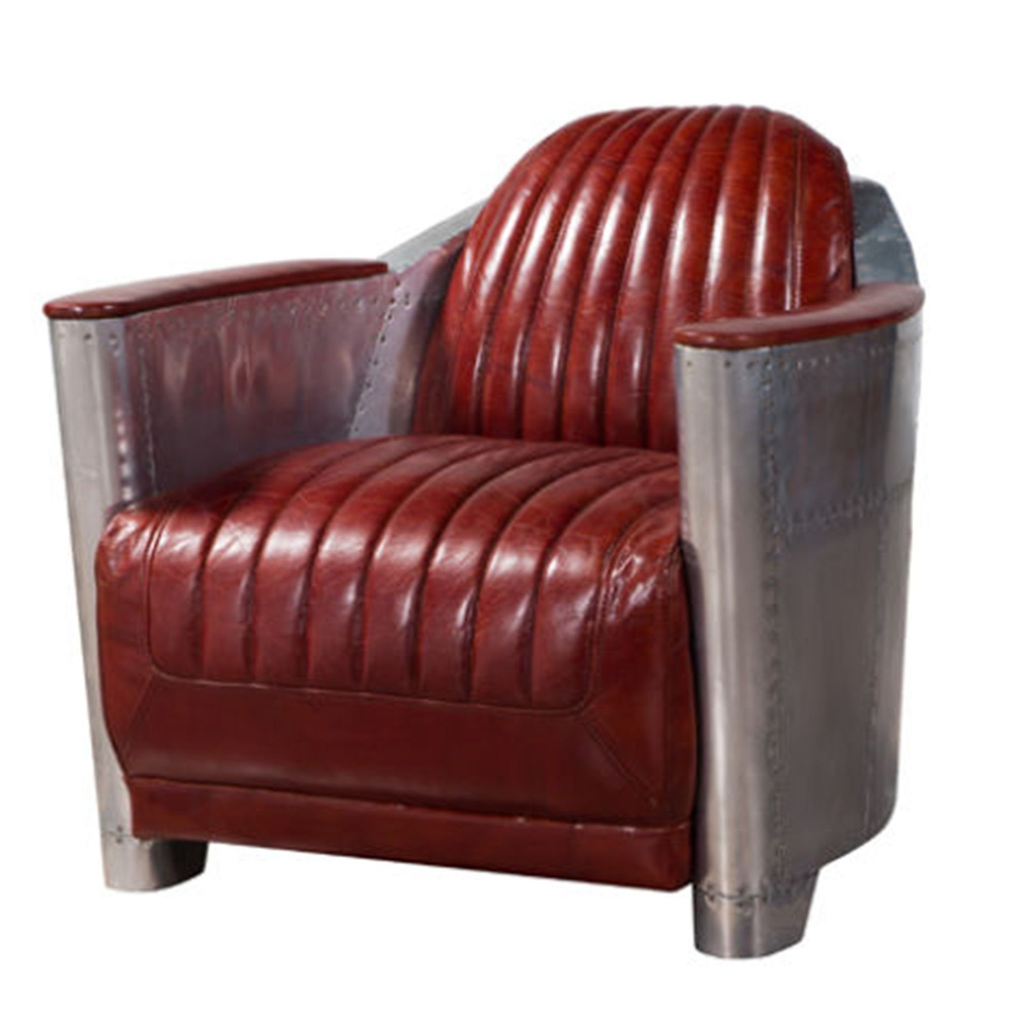 Xlmoebel Loungesessel Stuhl aus echtem Leder Wohnzimmer-Sofa Club-Lounge Retro Aviator (Sessel), Hergestellt in Europa