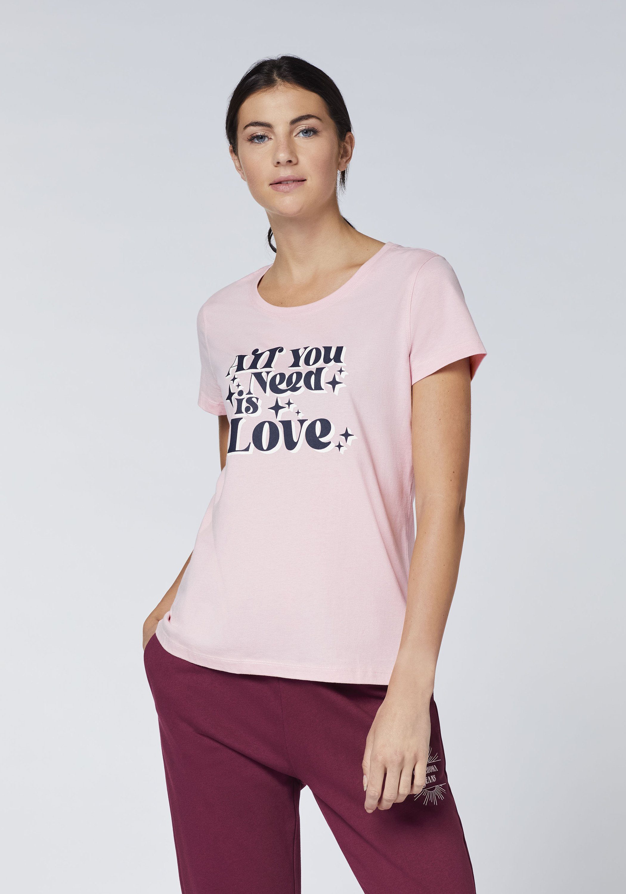 14-2305 Oklahoma Statement-Schriftzug Pink Jeans mit Nectar Print-Shirt