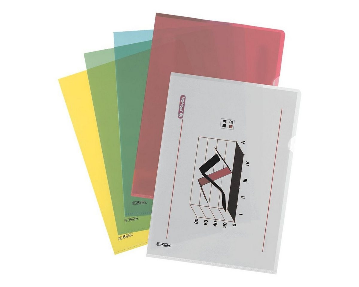 Thumbnail - Herlitz Prospekthülle Pyramide, 10 Stück, Format A4, rechts / oben offen, genarbt