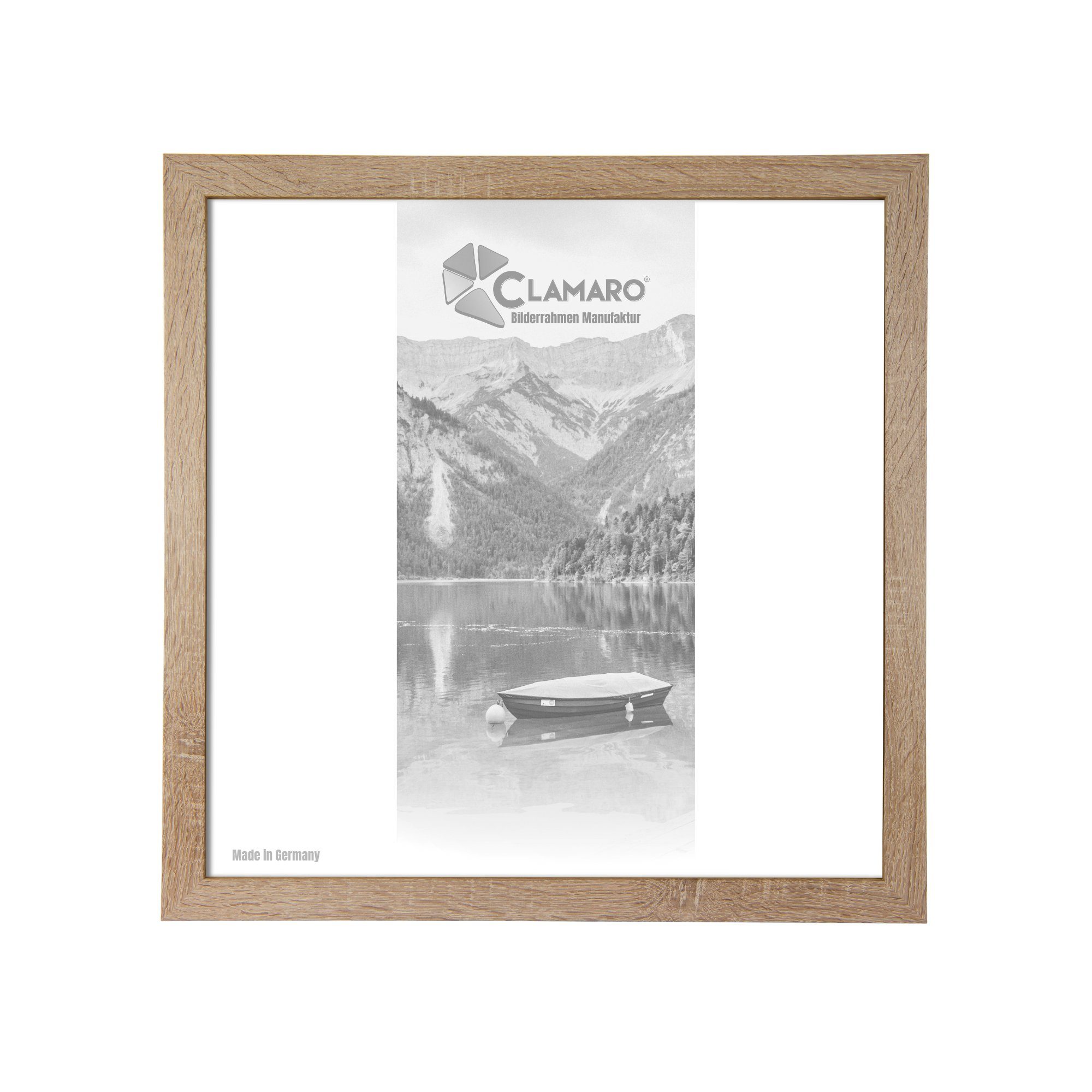 Rückwand Holz MDF inkl. und Sonama Clamaro FSC® Acrylglas, Aufhänger Bilderrahmen Quadratisch Rahmen Eiche 'Collage'