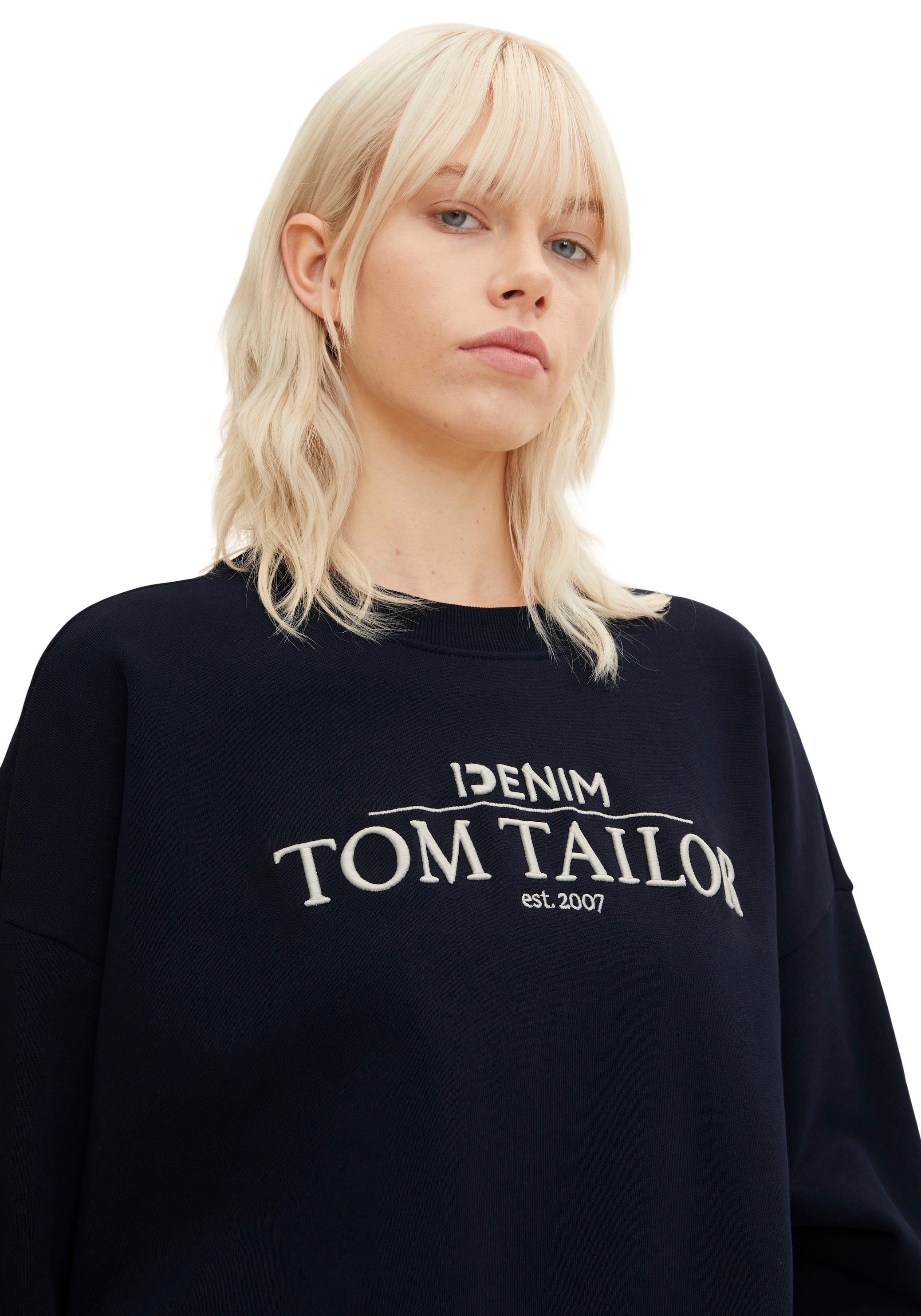 überschnittenen Sweater Tom TAILOR Sweatshirt mit Schultern, TOM Tailor von Klassischer Denim