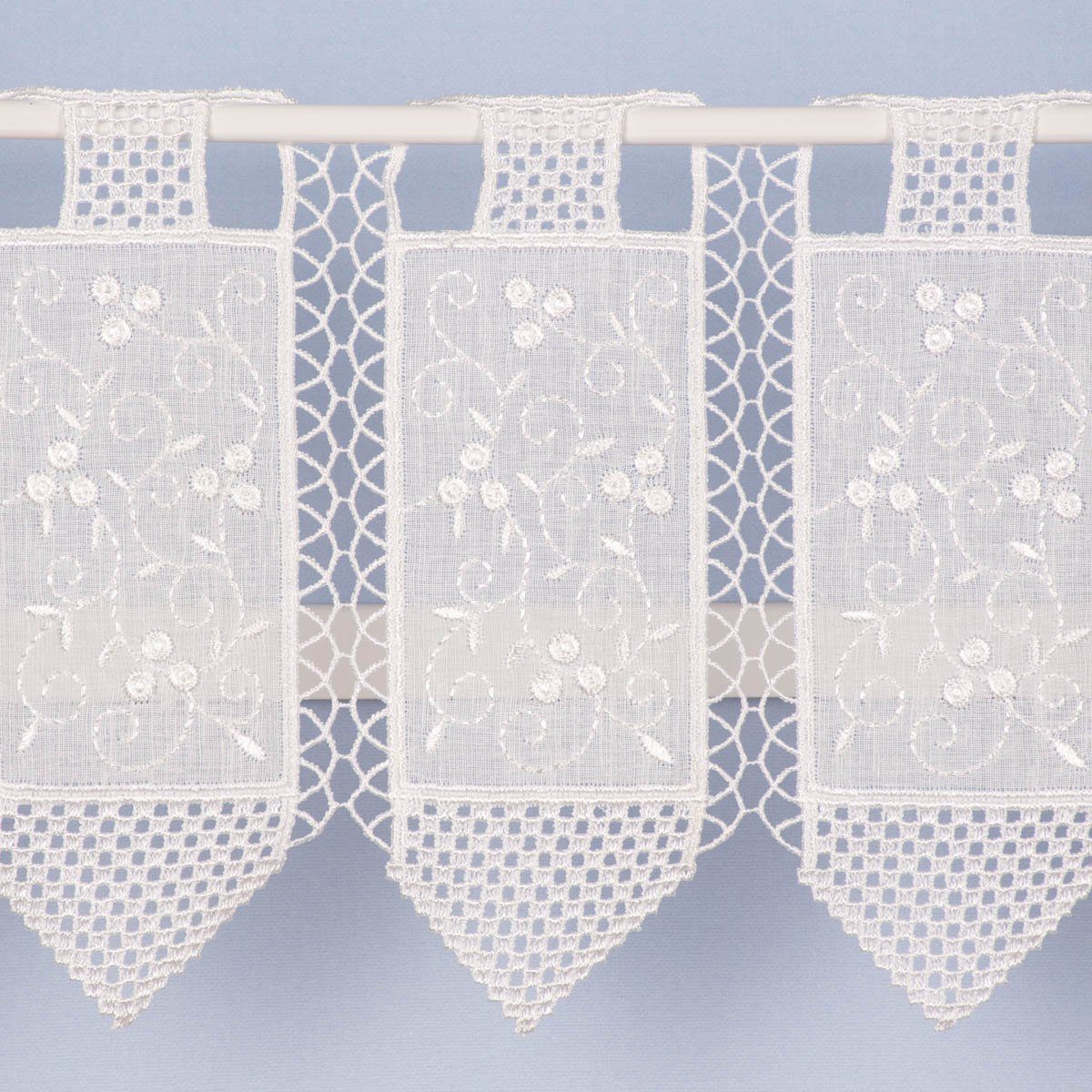 SCHÖNER LEBEN. Meterware Scheibengardine bestickt Meterware Leinenstruktur Voile Blumenranke n, leicht perforiert, Polyester, pflegeleicht