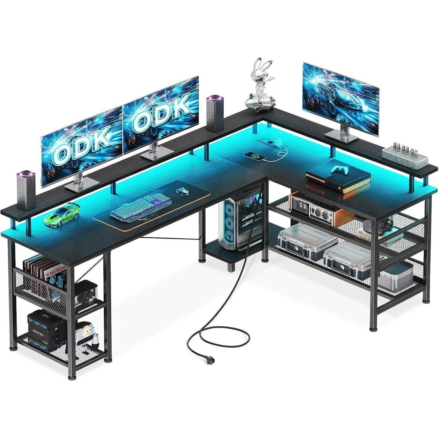 LuxusKollektion Eckschreibtisch Gaming Tisch LED Beleuchtung günstig online kaufen