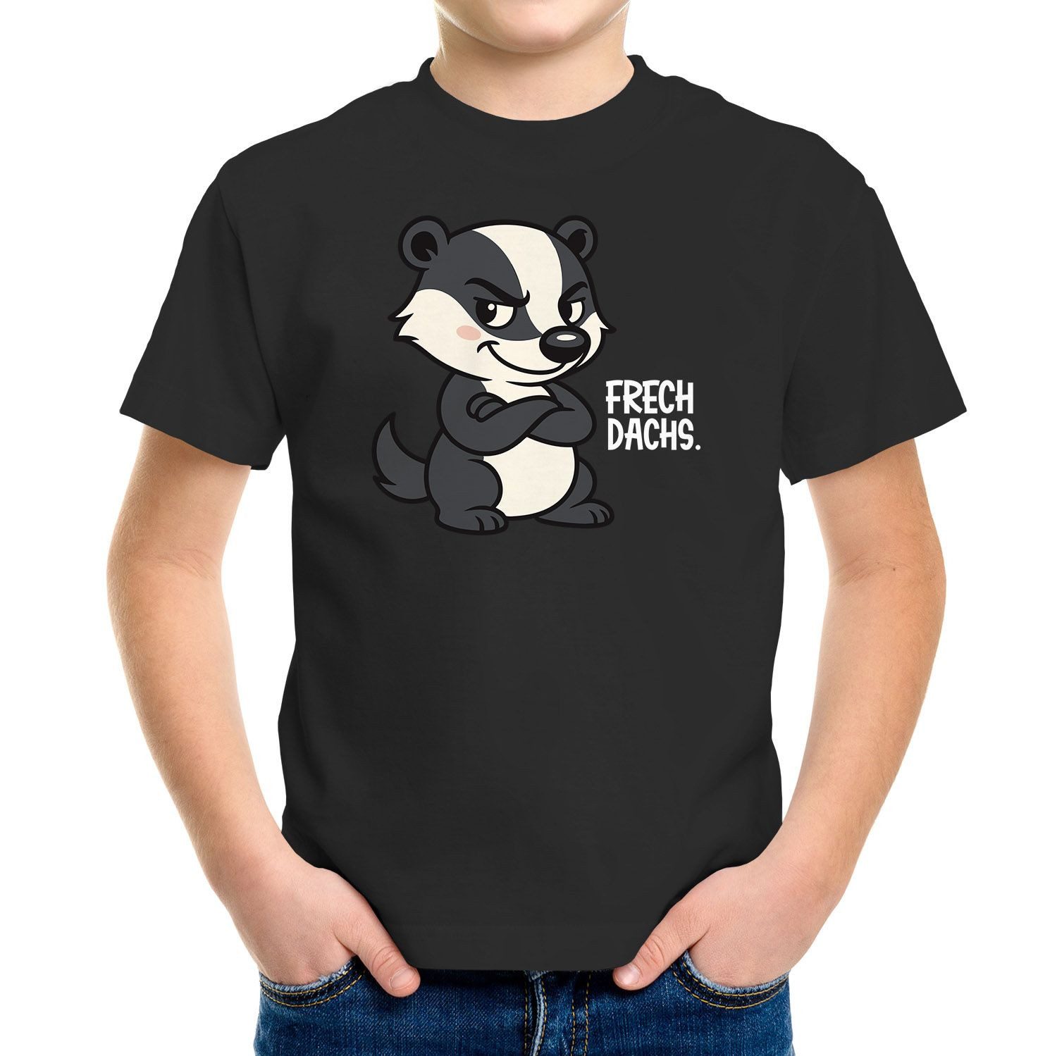 Print-Shirt Kinder T-Shirt Jungen mit Aufdruck Frechdachs Spruch lustig
