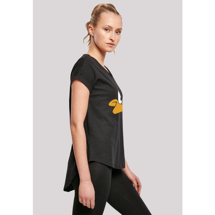 F4NT4STIC T-Shirt Long Cut T-Shirt Looney Tunes Daffy Duck Big Face Damen Premium Merch Lang Longshirt Bedruckt