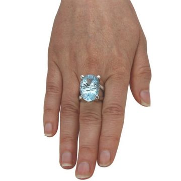 SKIELKA DESIGNSCHMUCK Silberring Silber Ring Topas Skyblue 22x16 mm (Sterling Silber 925) Konkav Schlif (1-tlg), hochwertige Goldschmiedearbeit aus Deutschland