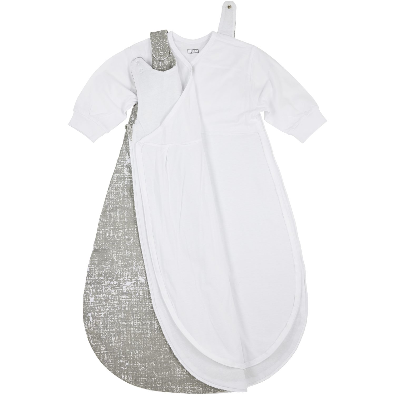 Meyco Baby Babyschlafsack Fine Lines Grey (100% Baumwolle, 1 tlg), 74/80