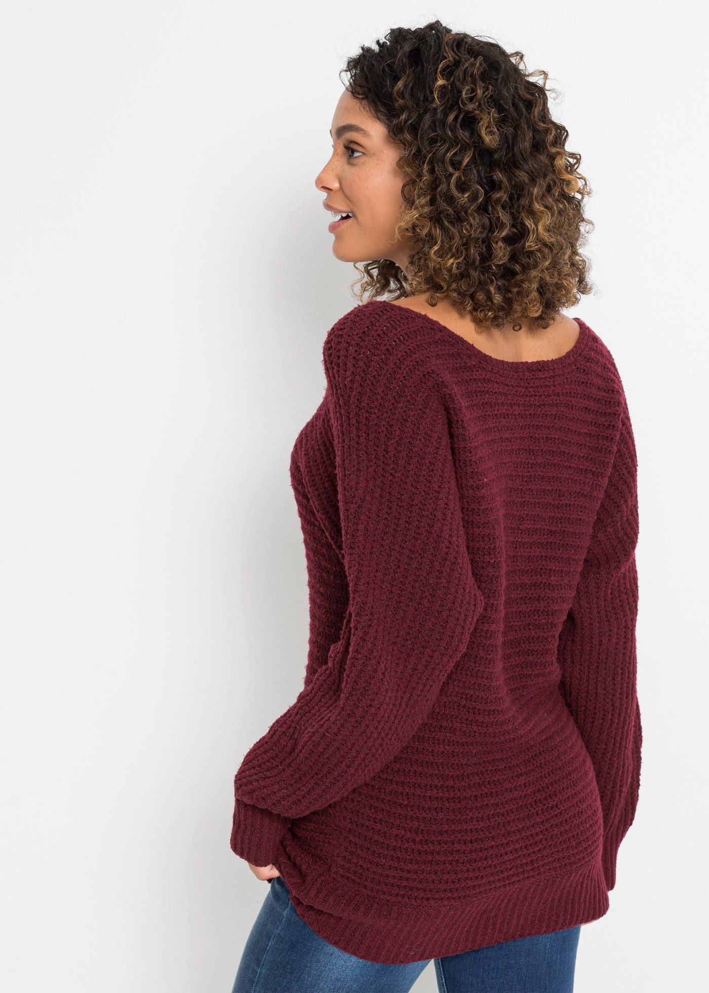 bonprix Strickpullover strukturierte Strickqualität, mit U-Boot-Ausschnitt günstig online kaufen