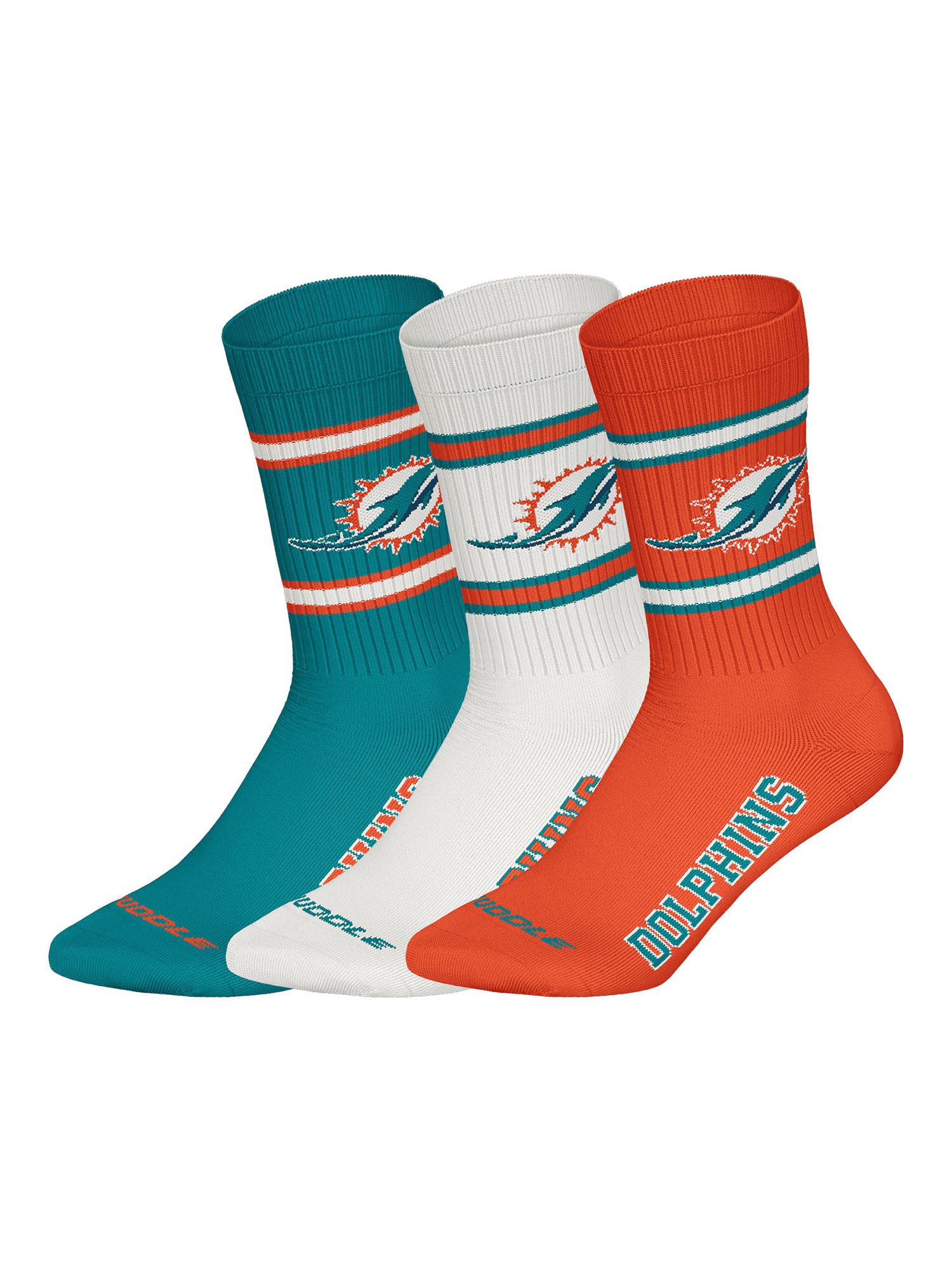 HUDDLE Freizeitsocken Miami Dolphins Crew (3-Paar) Casual Socken, Alltagsso günstig online kaufen