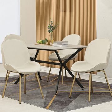 OKWISH Esszimmerstuhl Küchenstuhl (2 St), Sitzfläche aus Samt, Gestell aus Metall,Gold Metallbeine