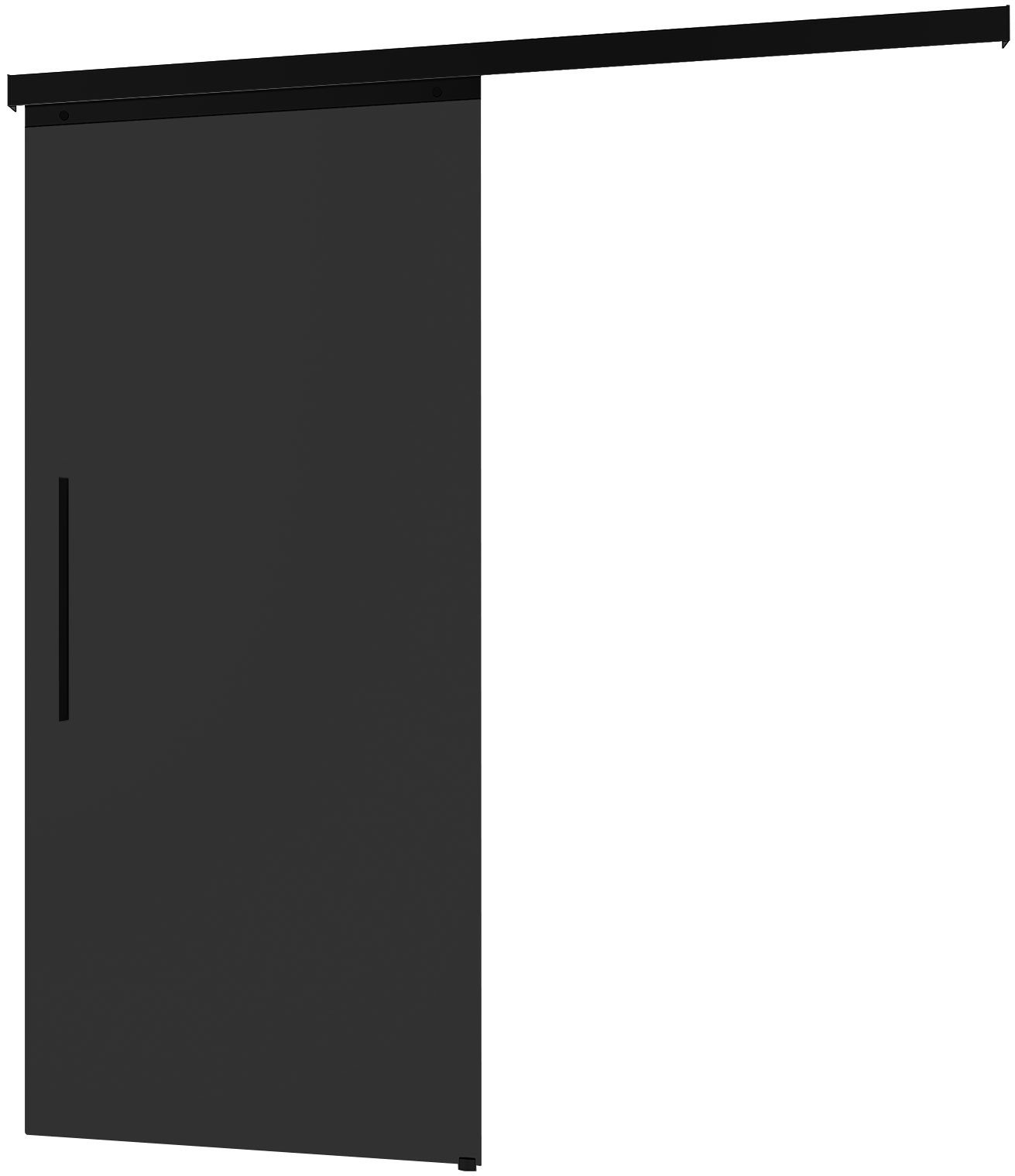 inova wohnen Glasschiebetür Glas schwarz satiniert 90 x 203,5 cm (Komplett Set), Schienensystem