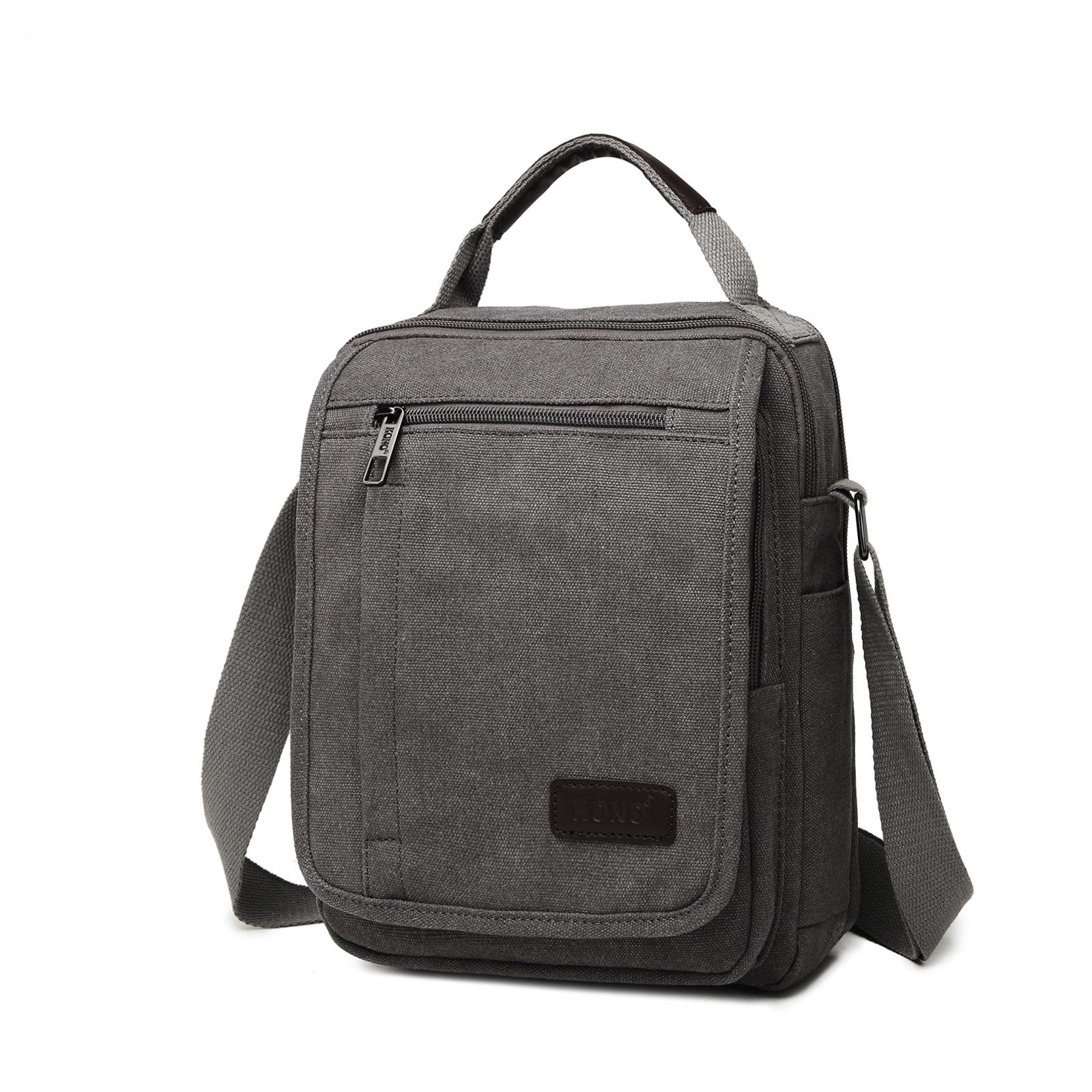 KONO Messenger Bag Langlebige Umhängetasche aus Canvas mit mehreren Taschen