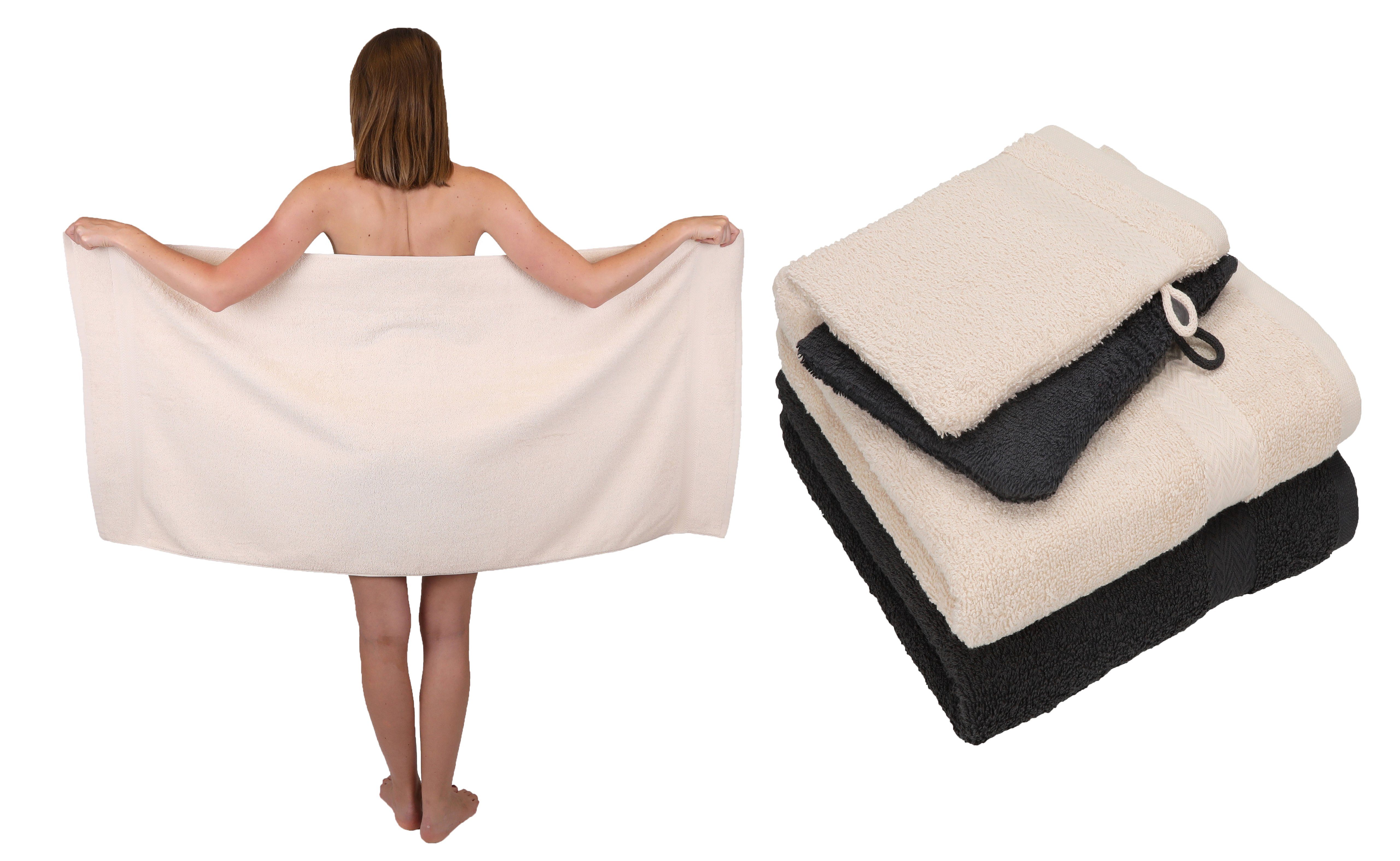 Betz Handtuch Set 5 TLG. Handtuch Set Single Pack 100% Baumwolle 1 Duschtuch 2 Handtücher 2 Waschhandschuhe, 100% Baumwolle sand-graphit grau