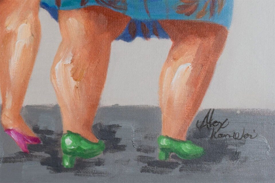 KUNSTLOFT Gemälde Girls Night 120x60 cm, Leinwandbild 100% HANDGEMALT Wandb günstig online kaufen