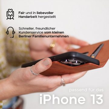wiiuka Handyhülle suiit MORE Hülle für iPhone 13, Klapphülle Handgefertigt - Deutsches Leder, Premium Case