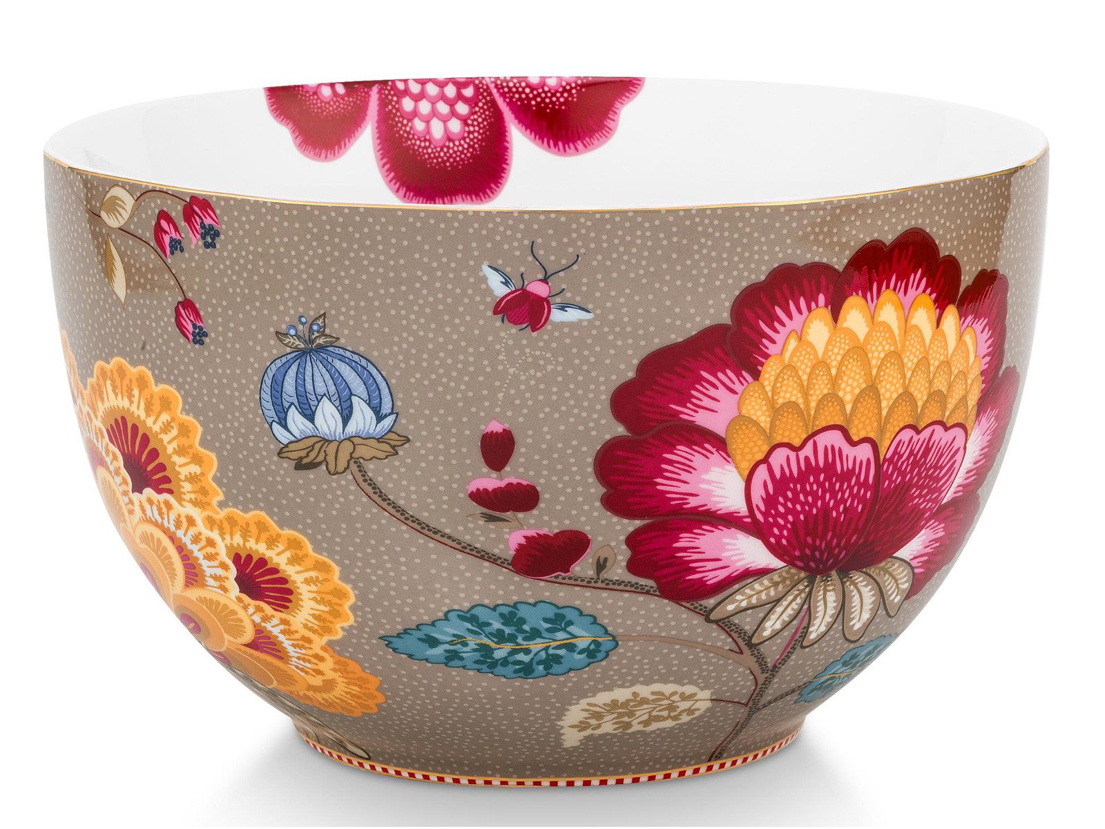 PiP Studio Servierschüssel Blooming Tales Fantasy Khaki Bowl 23cm, Porzellan, (Bowls)