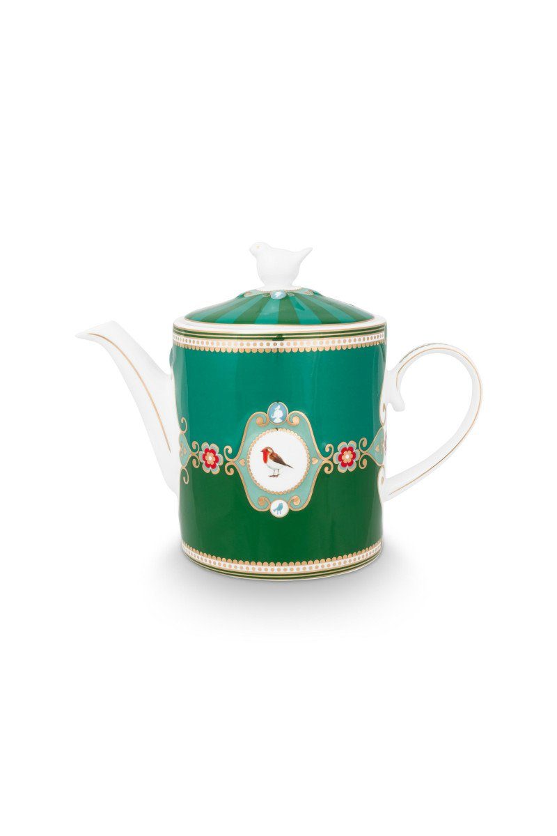 PiP Studio Teekanne Love Birds Medallion Teekanne grün 1,3l, Teapot Love Birds Medallion Emerald-Green 1.3ltr