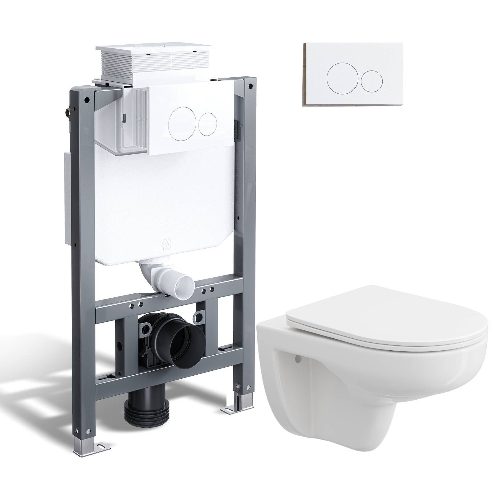 HOROW Vorwandelement WC WC-Komplettset Spülkasten hänge WC Set, wc Komplett Set, 2-Mengen-Spulung