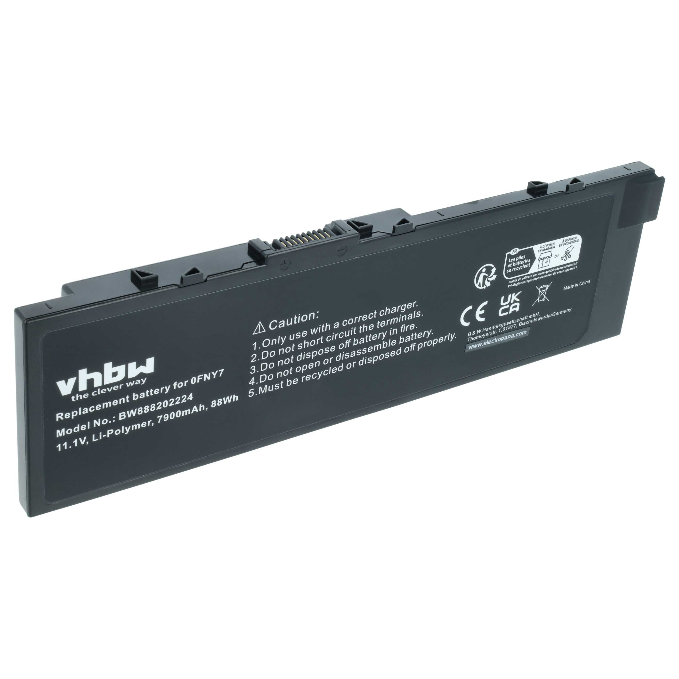 vhbw Akku passend für Dell Precision 7510, 7520, M7510, 7710, M7710 Laptop-Akku Akku Li-Ion 7900 mAh (11,1 V, 1 St), Leistungsfähiger Austausch-Akku für Notebook, Wiederaufladbar, Jede